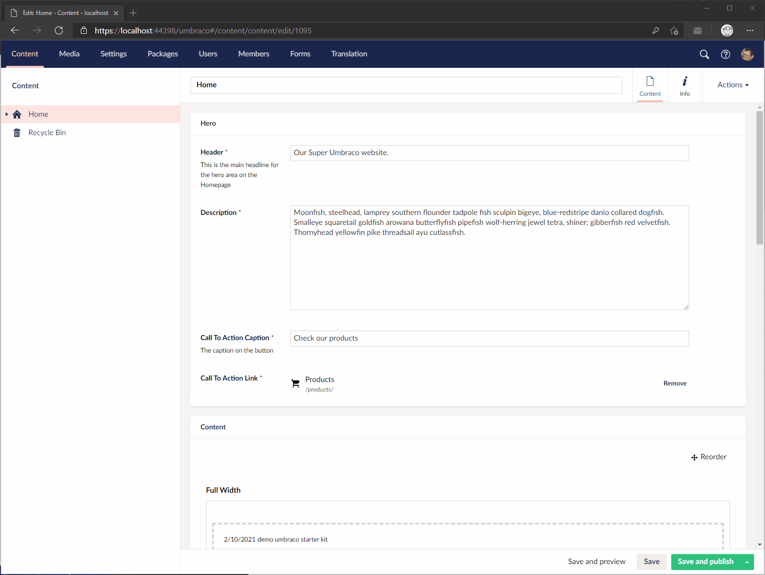 Push content directly from Umbraco