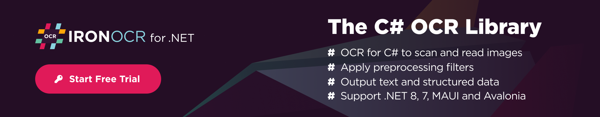 IronOCR NuGet Trial Banner Image